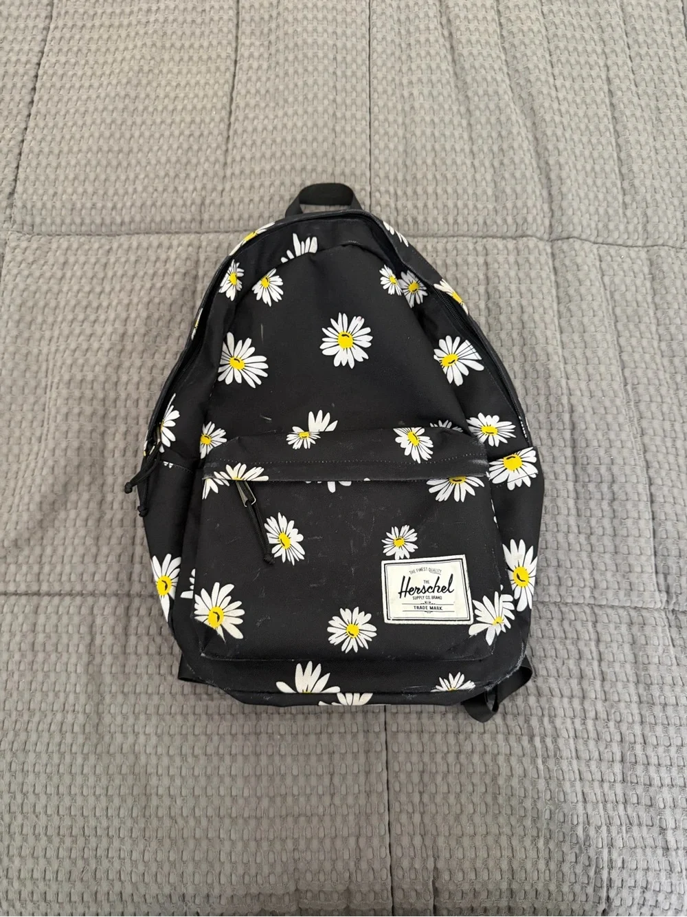 Herschel Daisy Print Classic Backpack - Black & White with Yellow Accents